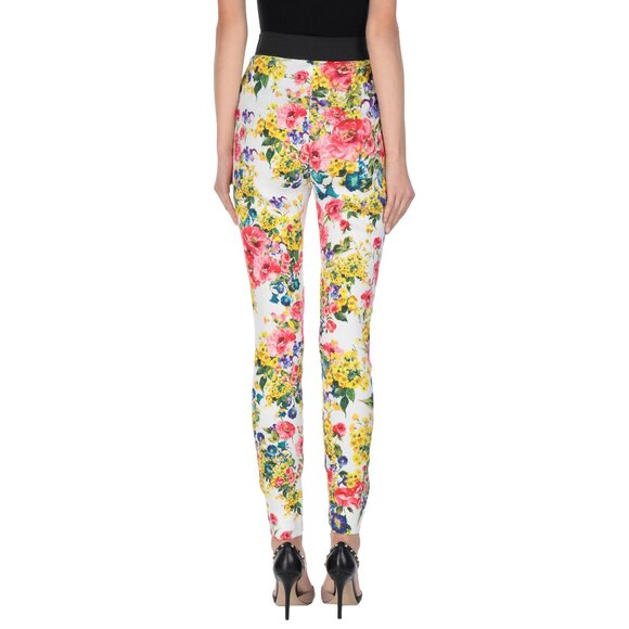 DOLCE & GABBANA PANTS SKINNY TROUSERS FLORAL PRINT LEGGINGS sz IT 40 US 4 - Picture 2 of 2